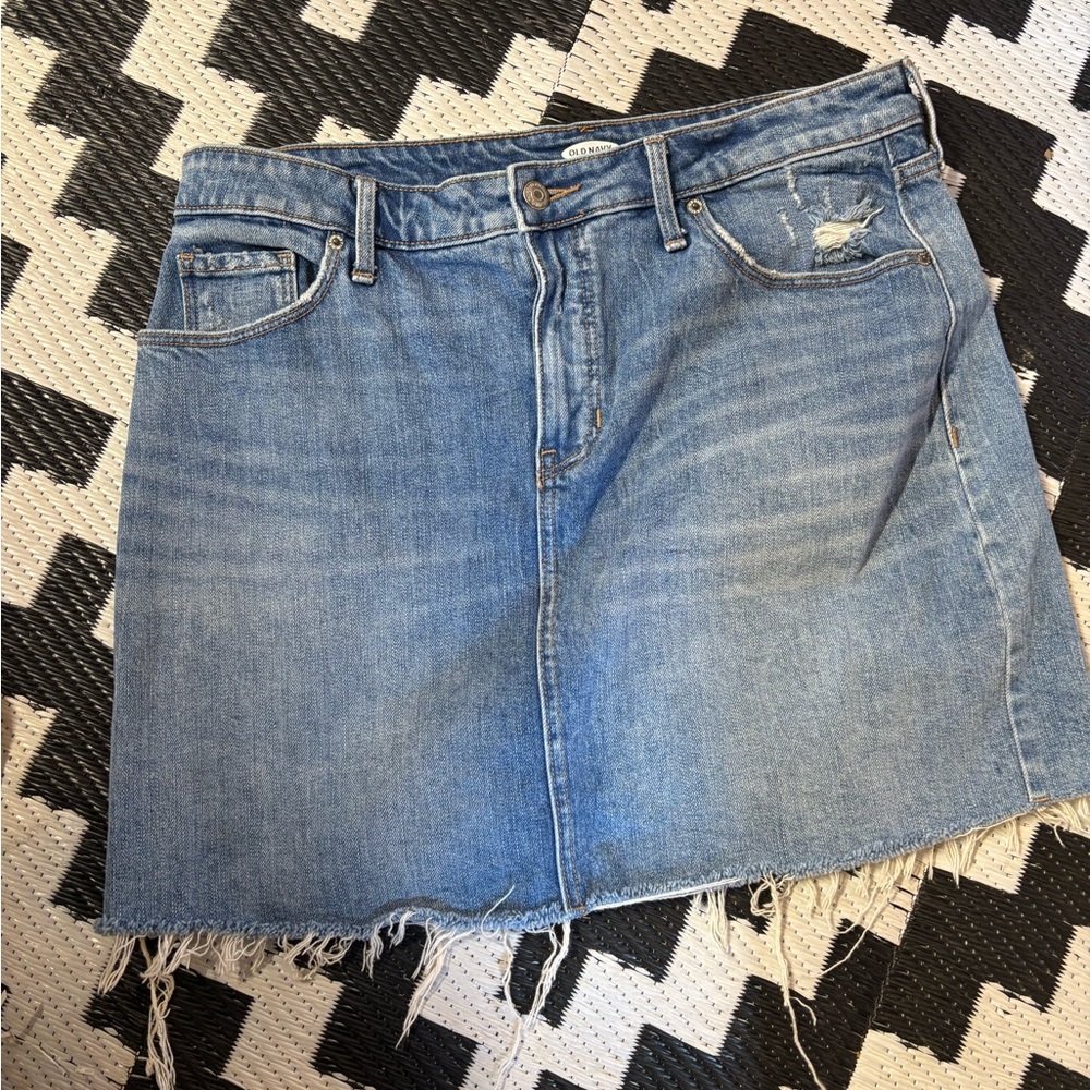 Old Navy Light Blue Distressed Mini Skirt